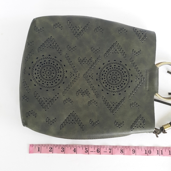 Street Level Leather Tote Handbag Green - Picture 5 of 7